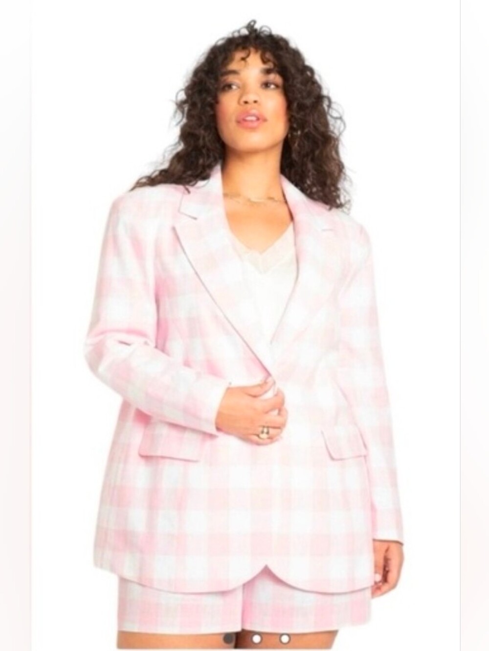 Eloquii Pink Gingham Blazer Jacket - Size 14